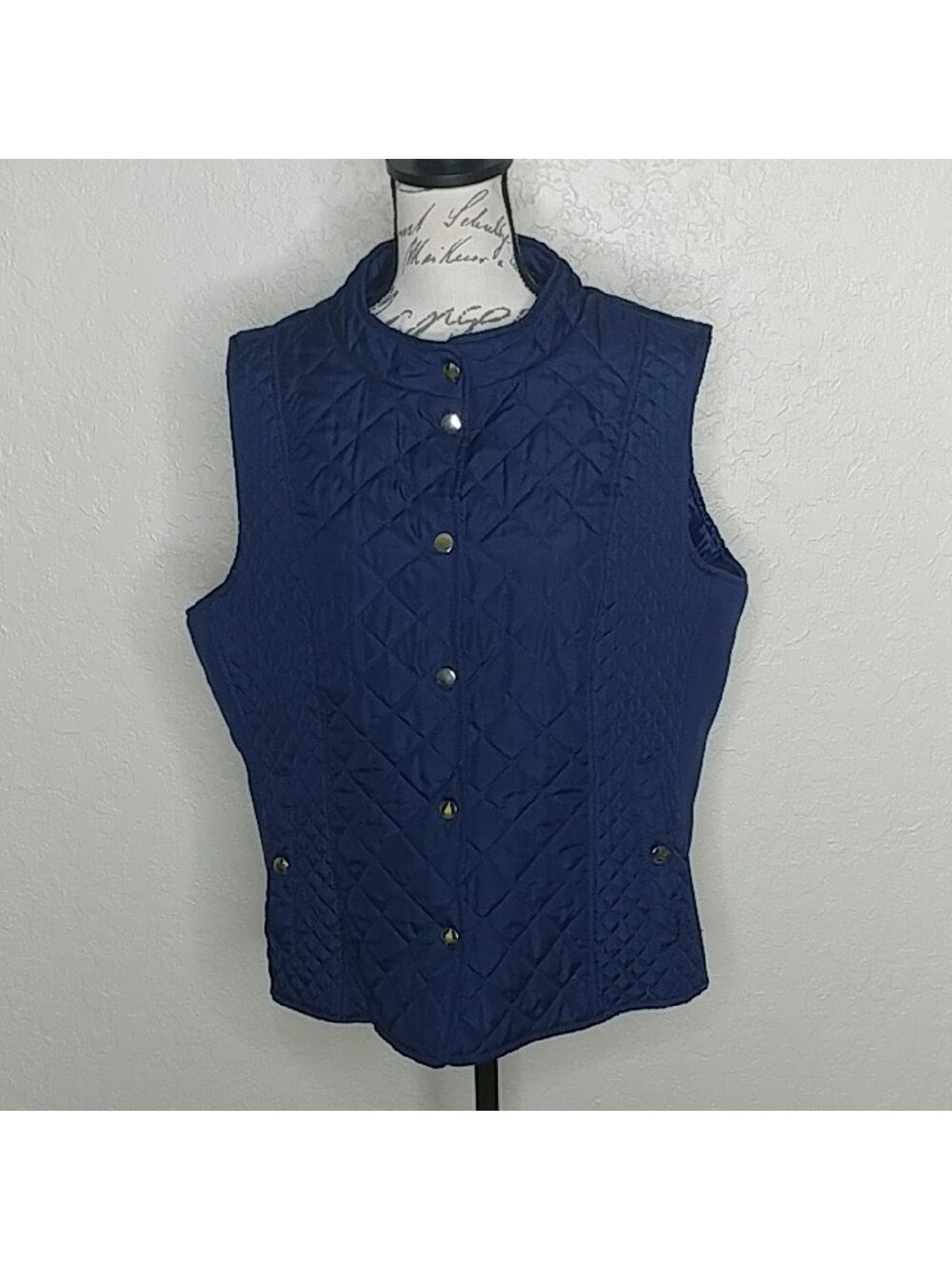 New Directions Quilted Vest With Pockets‎ Blue Size XL